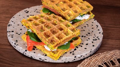 Gaufres de courgettes au saumon