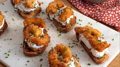 Garlic toast aux crevettes panées