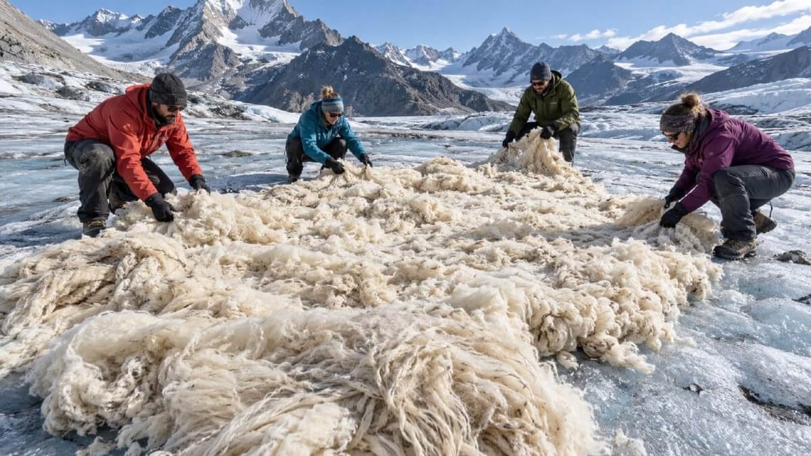 Les étudiants de l'Université de Lausanne ont installé 200 m² de laine sur le glacier des Diablerets pour remplacer les bâches en plastique.