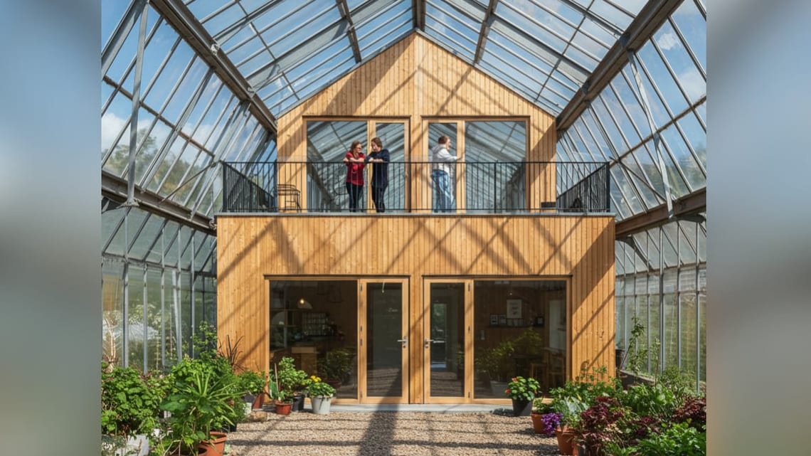 La maison à l'intérieur de la serre