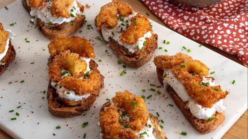 Garlic toast aux crevettes panées