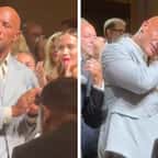 Captures d'écran montrant Dwayne Johnson en larmes 