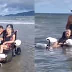 VIDÉO - grâce à ces fauteuils flottants, les personnes âgées peuvent profiter de la mer et retrouver un peu de bonheur