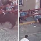 Captures d'écran montrant le taureau foncer dans la foule
