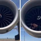 L'influenceur australien Preslie Ginoski dans le moteur de l'avion