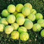 Des balles de tennis dans l'herbe