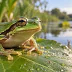 La mare construite par la jeune fille attire naturellement plusieurs espèces d'amphibiens et d'oiseaux.