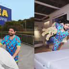 Montage montrant des clients allant dormir dans un magasin IKEA