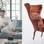 Justin Miller et un fauteuil Frits Henningsen