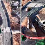 Une maison coincée en plein milieu de l'autoroute