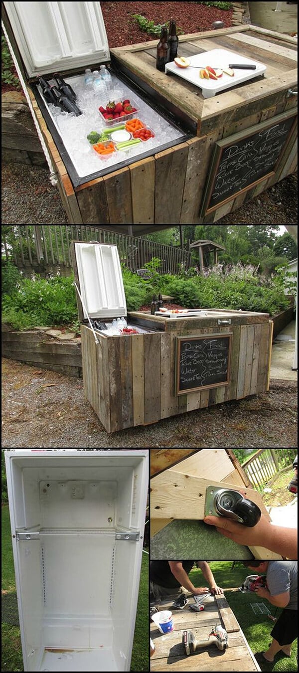 Donnez une seconde vie à un vieux frigo, en en faisant un mini bar de jardin pour cet été ! Par Nathan Weber  Bar-fai-da-te-giardino-10