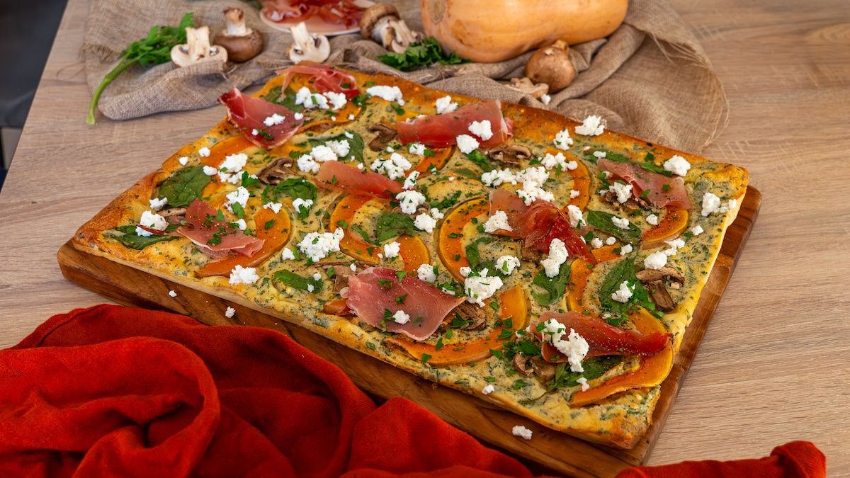 Crêpe salée au four au butternut et champignons