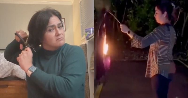 Ces Iraniennes se coupent les cheveux et brûlent leur hijab après la mort d'une jeune femme arrêtée par la police des mœurs