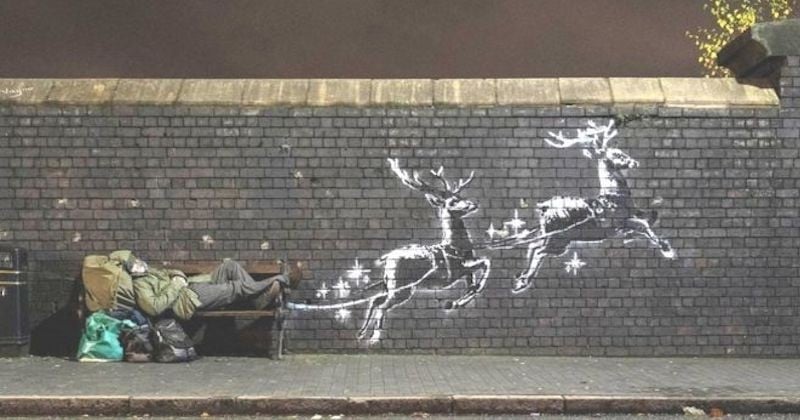 Banksy réalise une nouvelle oeuvre alertant sur la situation des sans-abri en période de Noël	