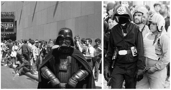 Voici plusieurs photos qui vous prouveront que les gens attendaient tout aussi fanatiquement la sortie au cinéma de Star Wars... il y a 30 ans !