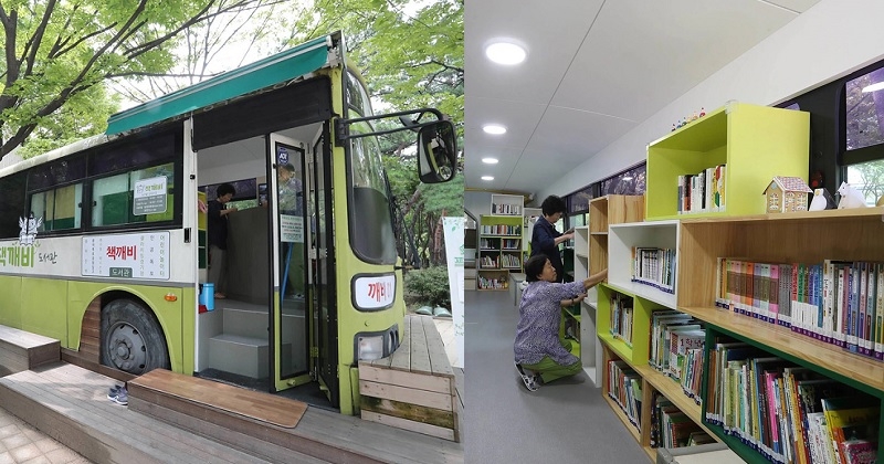 En Corée du Sud, un bus transformé en bibliothèque permet aux enfants de s'initier à la lecture