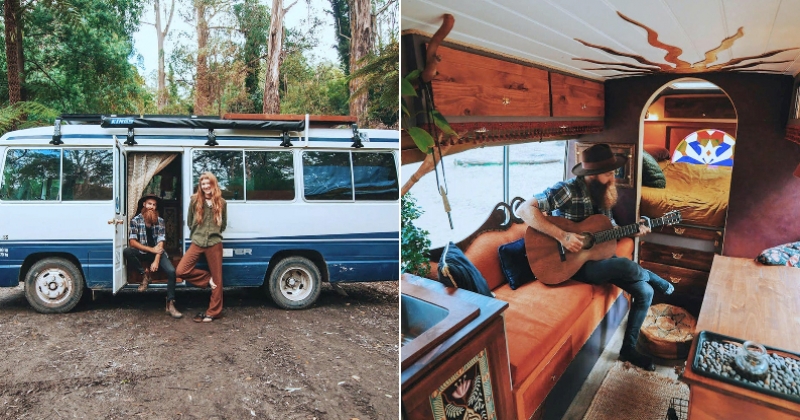 Découvrez l'intérieur incroyable de ce vieux bus rénové et transformé par un couple de voyageurs australiens