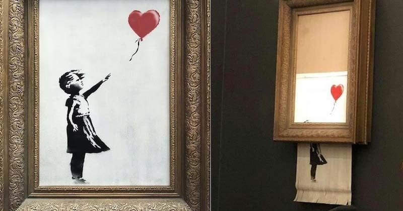 Le mystérieux artiste Banksy fait autodétruire son oeuvre lors d'une vente aux enchères