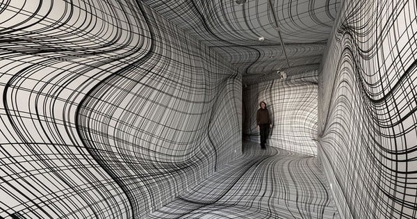 Cet artiste crée des illusions d'optiques absolument hallucinantes sur les murs de ces pièces, pour modifier totalement les perceptions de ceux qui s'y trouvent ! Perturbant...
