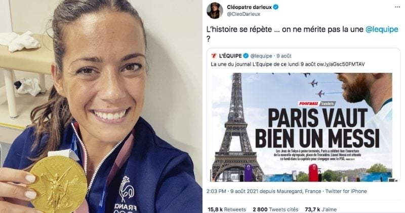 Cléopatre Darleux tacle l'Équipe, qui a préféré mettre Messi en Une plutôt que les handballeuses championnes olympiques