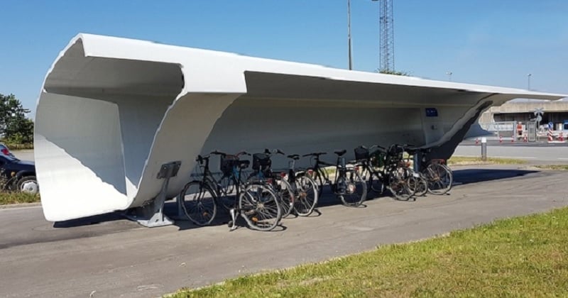 De vieilles pales d'éoliennes sont recyclées pour faire des abris à vélo au Danemark	