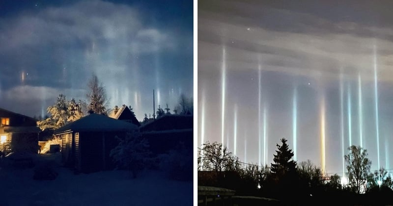 À Saint-Pétersbourg, cette apparition de piliers lumineux dans le ciel était à couper le souffle 