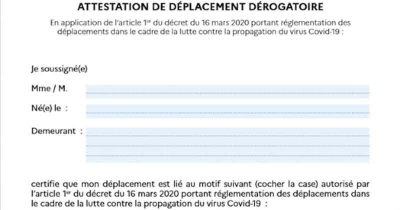 Coronavirus : voici l'attestation nécessaire pour se déplacer durant le confinement