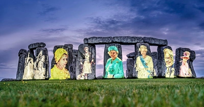 Stonehenge se met aux couleurs de la reine Elizabeth II pour célébrer son jubilé de platine