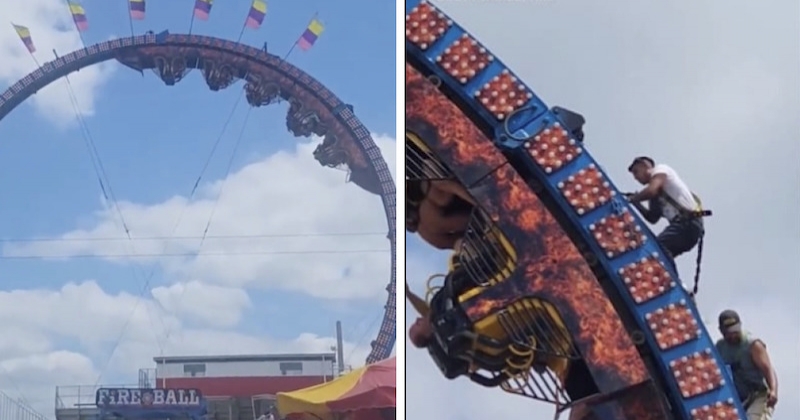 Ce manège s'arrête en plein looping, ses passagers passent plusieurs heures bloqués la tête en bas à 30 m du sol