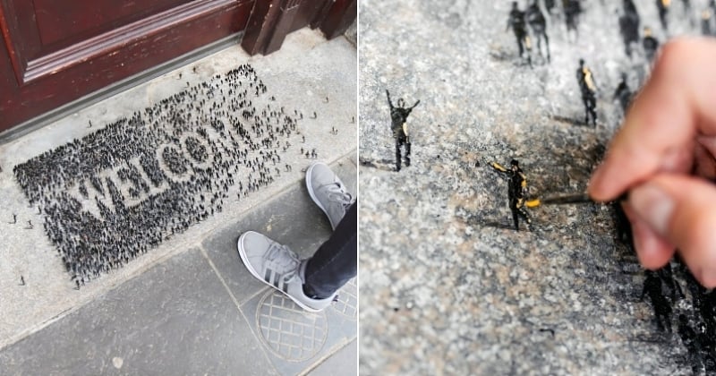 Aberdeen : ce street-artiste a réalisé un paillasson hautement symbolique pour aider les plus vulnérables 