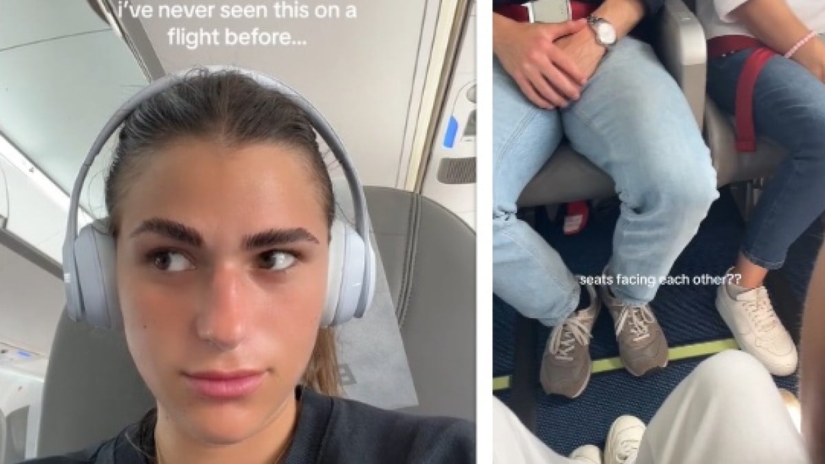 Elle hérite d'une place d'avion inhabituelle et se retrouve nez à nez avec d'autres passagers, sa vidéo devient virale