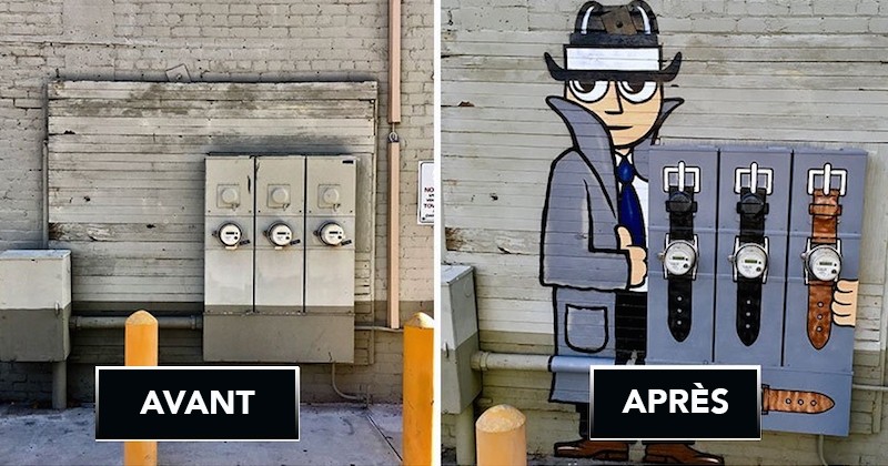 20 créations brillantes du street artist Tom Bob qui joue avec le paysage urbain