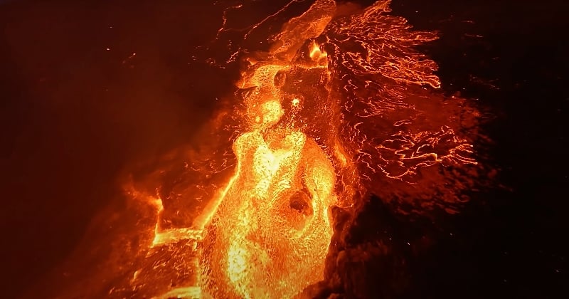 Islande : il survole un volcan en éruption avec son drone et capture des images à couper le souffle