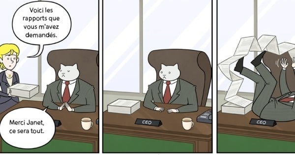 Ces excellentes bandes dessinées vous donnent un aperçu de ce que serait votre vie au bureau, si votre patron était... Un chat.