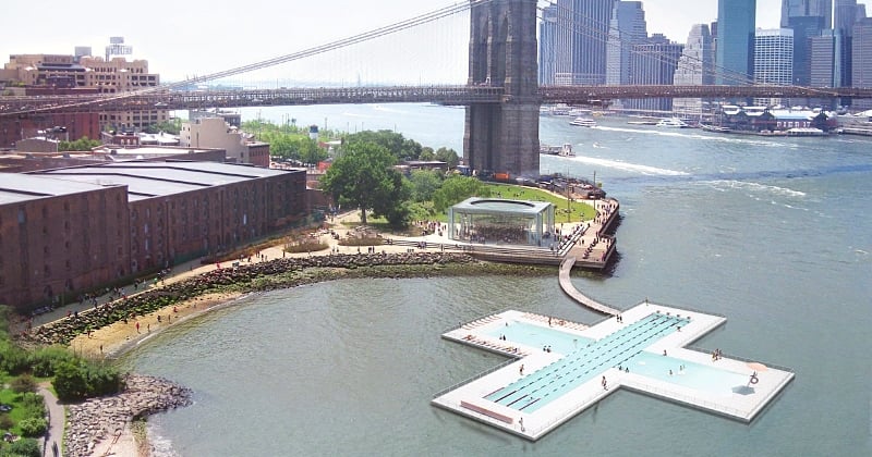 New York : une piscine flottante capable de nettoyer quotidiennement 2,3 millions de litres d'eau devrait voir le jour