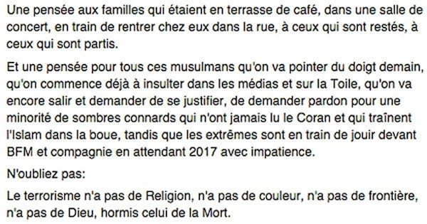 « Tu te souviens de ce qu'on se disait quand nous étions enfants ? » Voici probablement l'un des textes les plus poignants de ces derniers jours d'horreur...