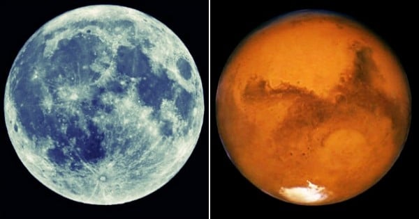 Ce week-end, la lune bleue et Mars rouge vif seront visibles en même temps dans le ciel ! 