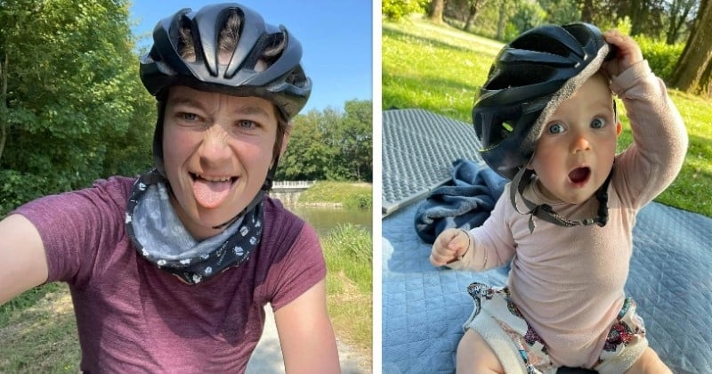 Maman d'une petite fille de 10 mois, elle se lance le pari fou de parcourir 1 200 km à vélo avec son bébé