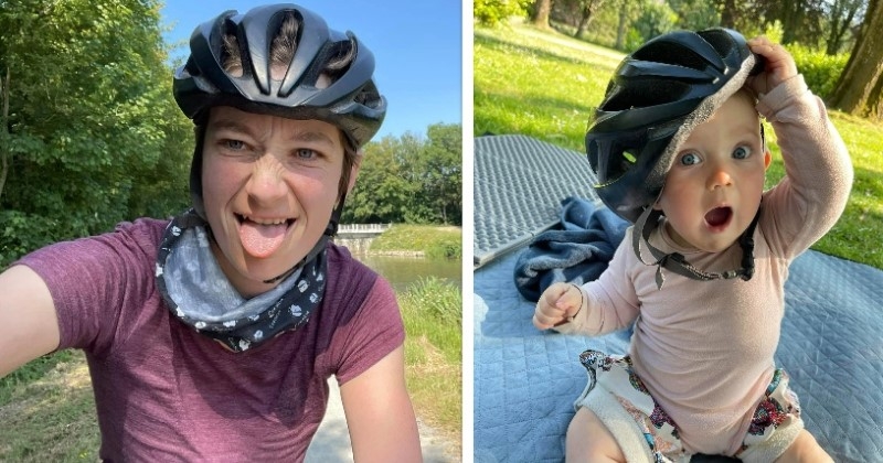 Maman d'une petite fille de 10 mois, elle se lance le pari fou de parcourir 1 200 km à vélo avec son bébé