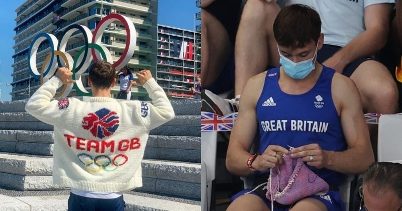 Le champion olympique Tom Daley, qui avait été surpris en train de tricoter en tribunes, dévoile le pull qu'il a confectionné