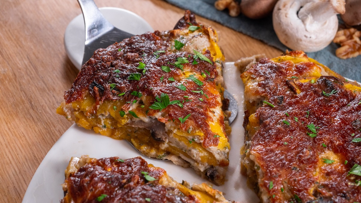 Gratin invisible de butternut et champignons