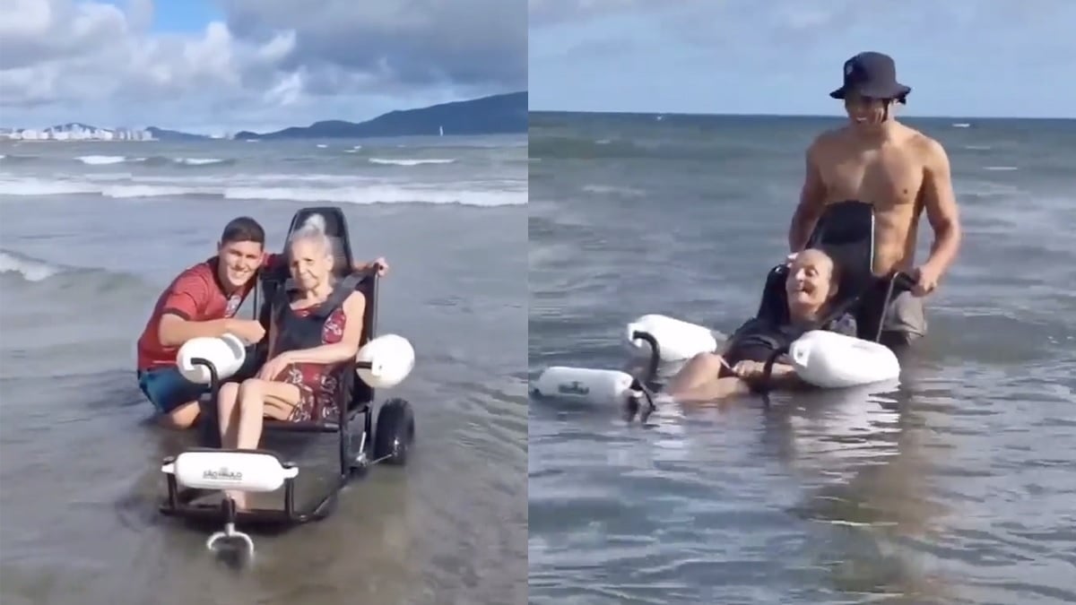 VIDÉO - grâce à ces fauteuils flottants, les personnes âgées peuvent profiter de la mer et retrouver un peu de bonheur