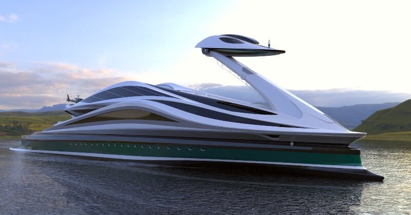 Cet incroyable yacht de 137 mètres en forme de cygne est un véritable bijou de technologie