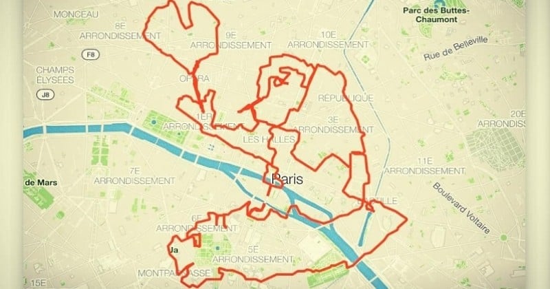 Il court 39 kilomètres dans Paris pour dessiner Quasimodo sur son GPS