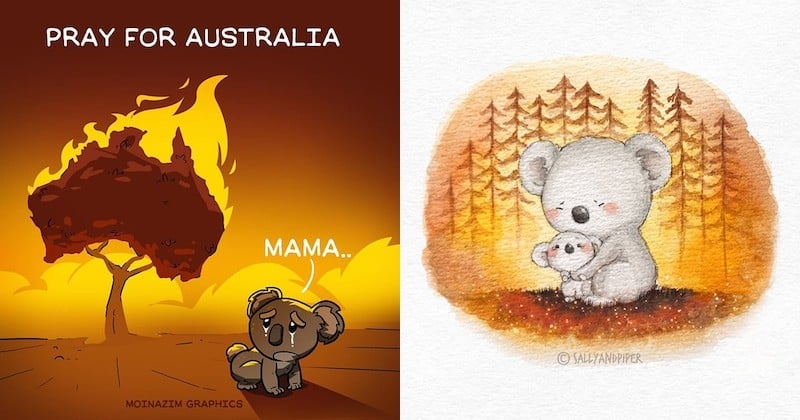 20 illustrateurs du monde entier rendent hommage à l'Australie à travers des dessins poignants