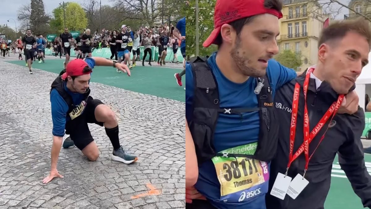 Marathon de Paris : son corps lâche avant la ligne d'arrivée, un homme lui vient en aide et émeut la Toile