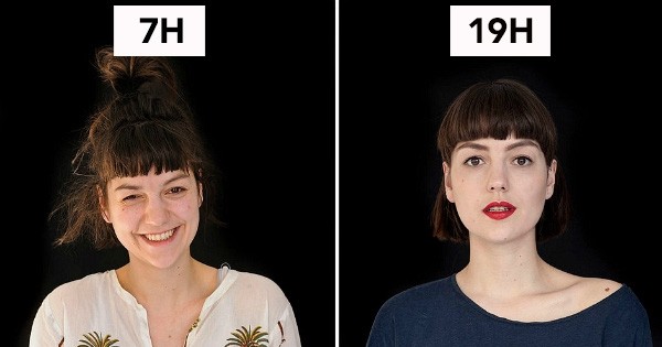 Elle photographie des inconnus à 7h et à 19h pour montrer la différence sur les visages entre le matin et le soir