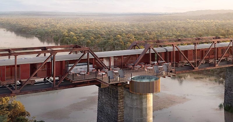 Afrique du Sud : cet ancien train de luxe arrêté sur un pont du Parc national Kruger et transformé en hôtel est exceptionnel