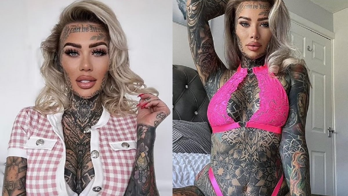 La femme la plus tatouée de Grande-Bretagne partage une photo d'elle avant sa transformation, les internautes n'en reviennent pas 