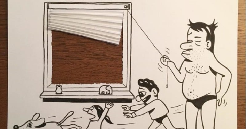 Du papier et un feutre noir, cela suffit à cet artiste danois pour créer des dessins avec une perspective déroutante 